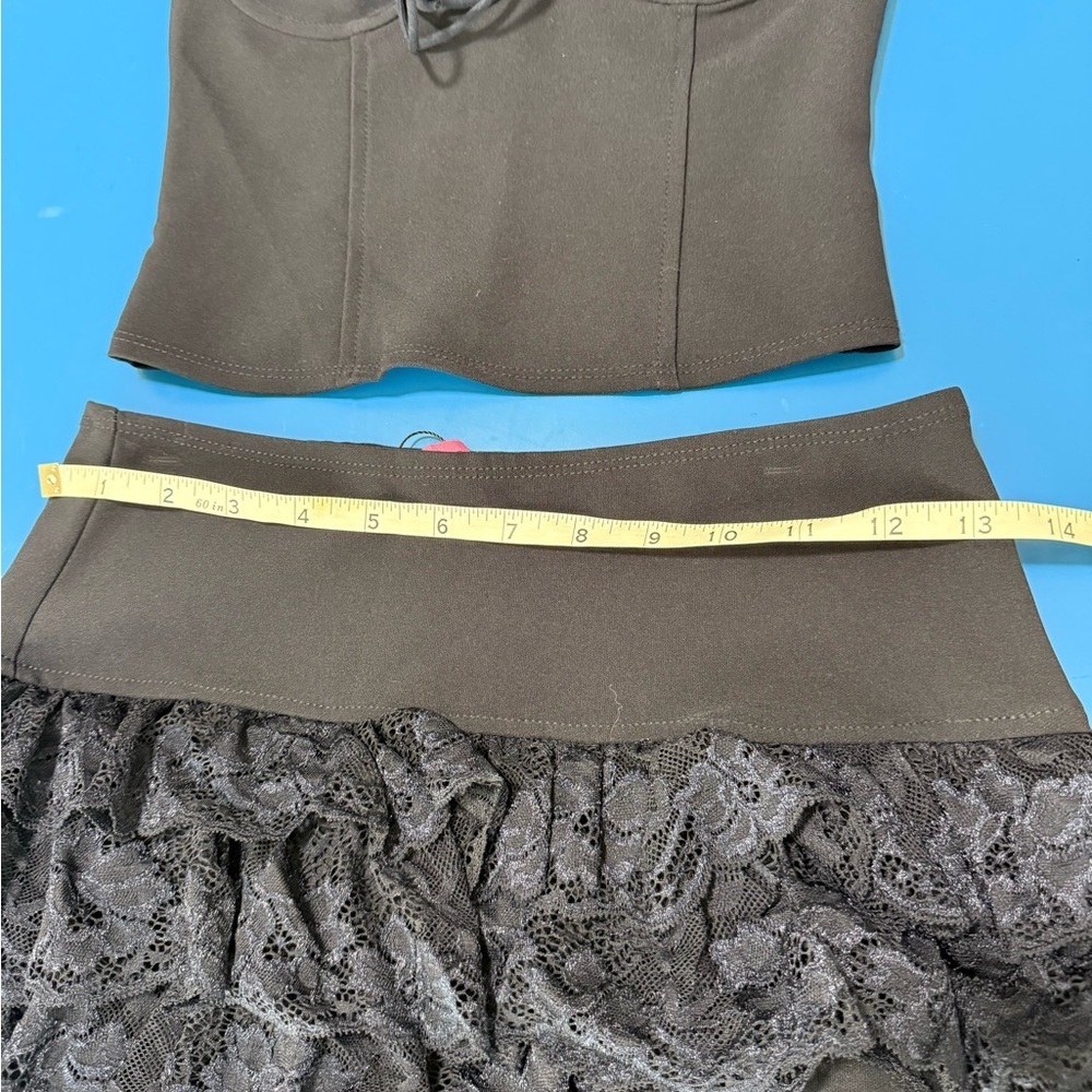 Edikted Navy Ruffle Mini Skirt And Top Set. Perfect Condition. Size XS - Picture 11 of 12